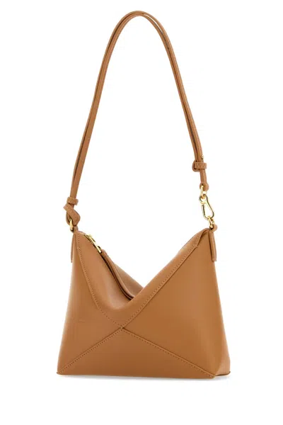 Loewe Women Camel Leather Puzzle Fold Shoulder Bag