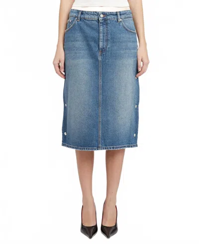 Stella Mccartney Snap Blue Denim Skirt In Vintage Blue Denim