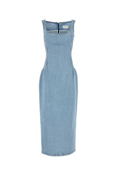 Magda Butrym Sleeveless Square Neckline Denim Dress With Back Slit