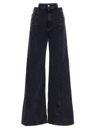 Maison Margiela Asymmetric Wide Leg Cotton Denim Jeans