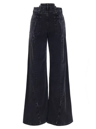 Maison Margiela Asymmetric Wide Leg Cotton Denim Jeans