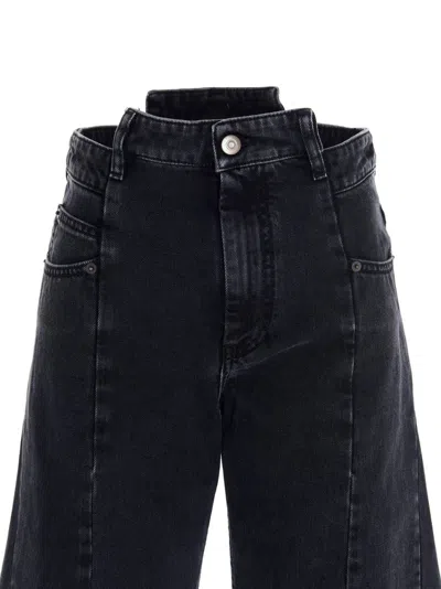 Maison Margiela Asymmetric Wide Leg Cotton Denim Jeans