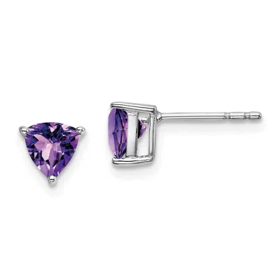 Diamond2deal 14k White Gold Trillion Amethyst Earrings