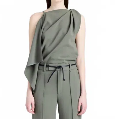 Proenza Schouler Matte Viscose Crepe Alyssa Top In Wood In Green