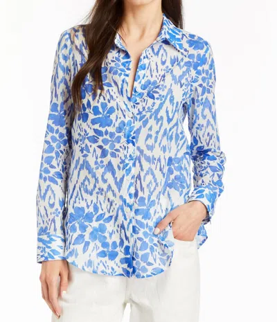 Drew Natalee Cotton Voile Blouse In Ocean In Blue