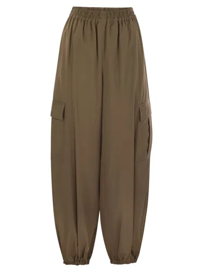Max Mara Glauco Cotton Twill Wide-leg Pants In Brown