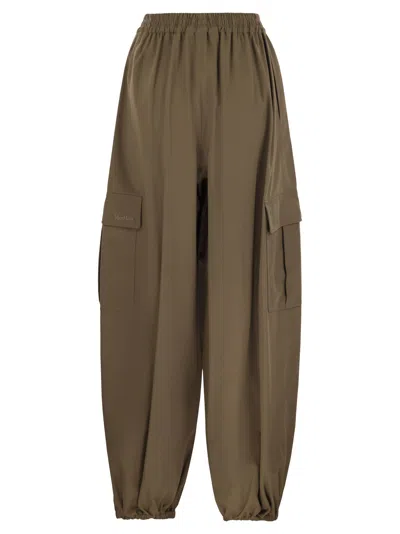 Max Mara Glauco Cotton Twill Wide-leg Pants In Brown