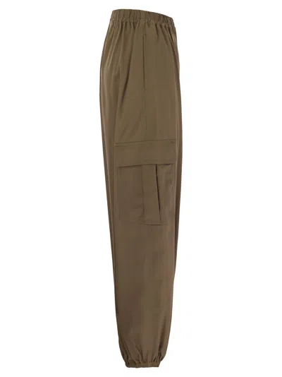 Max Mara Glauco Cotton Twill Wide-leg Pants In Brown