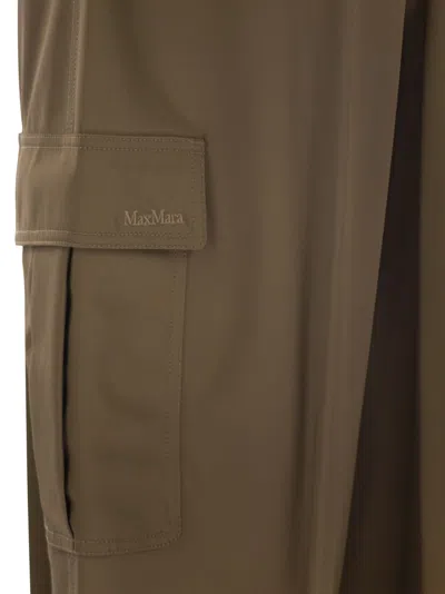 Max Mara Glauco Cotton Twill Wide-leg Pants In Brown