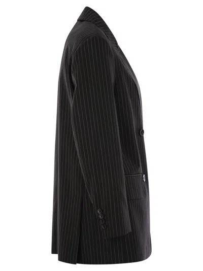 Max Mara Double-breasted Wool Jacket With Pinstripe Design