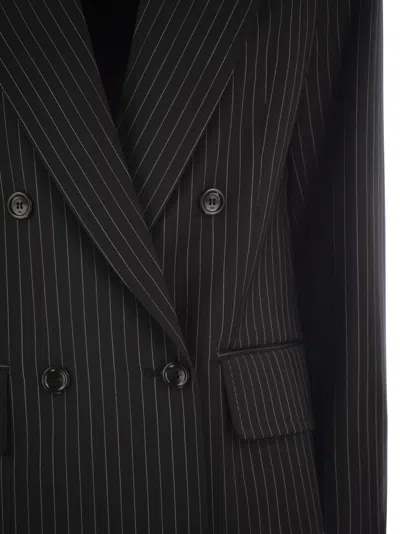 Max Mara Double-breasted Wool Jacket With Pinstripe Design