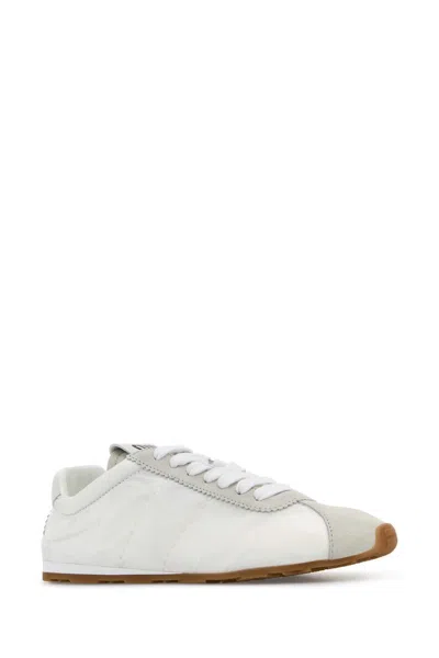 Miu Miu Women White Fabric And Suede Sneakers