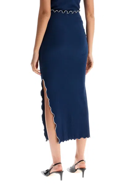 Rotate Birger Christensen Rotate Midi Skirt With Contrasting Hemline Women