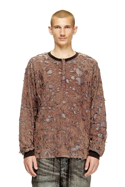Diesel Long-sleeve T-shirt In Destroyed Jersey