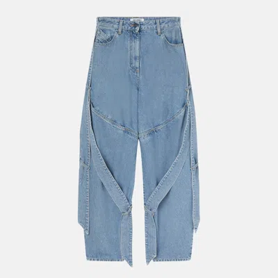 Attico The  Wide Light Blue Jeans With Ribbons Women