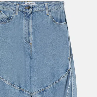 Attico The  Wide Light Blue Jeans With Ribbons Women