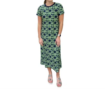 Jude Connally Alexandra Midi Dress In Bamboo Rattan Navy