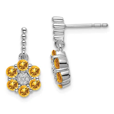Diamond2deal 14k White Gold Citrine And Diamond Earrings