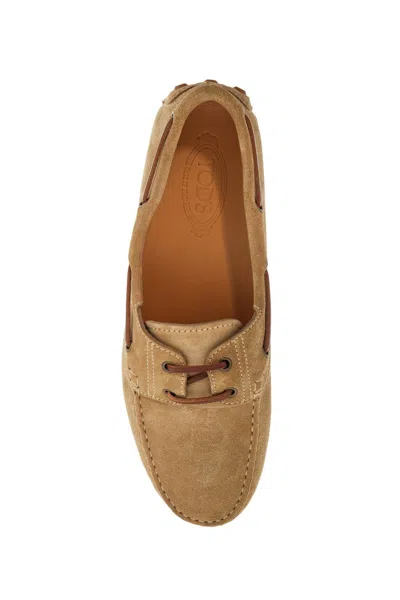 Tod's Suede Biscuit Leather Loafers With Rubber Sole Men