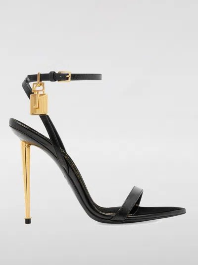 Tom Ford Black Goat Leather Sandals With 10 Cm Stiletto Heel And Ankle Strap