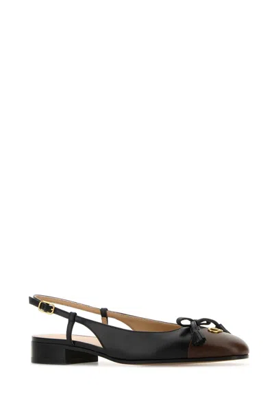 Valentino Garavani Women Two-tone Leather Valet Du Roe Ballerinas