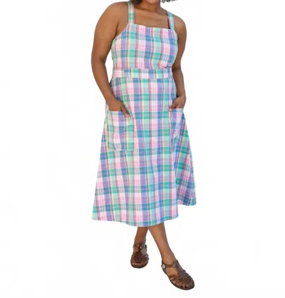 Clare V Lisette Dress In Madras Multi-colored In Pink