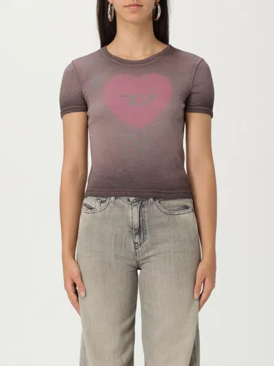 Diesel T-ele T-shirt In Washed Purple Stretch Cotton
