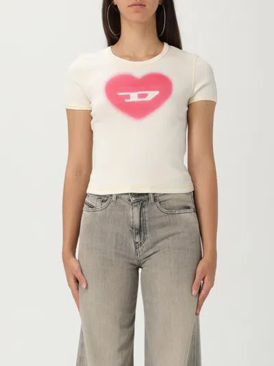 Diesel T-ele Heart-logo T-shirt In White