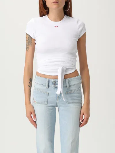 Diesel T-shirt With Wrap Ties In White