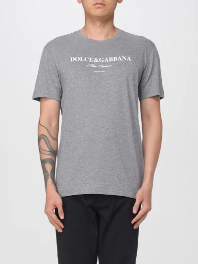 Dolce & Gabbana Cotton T-shirt With Print In Gray