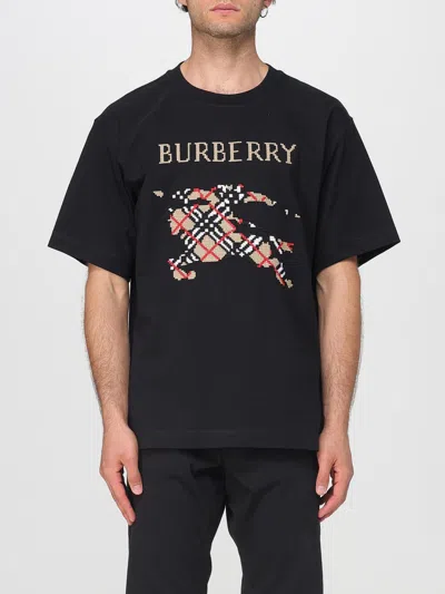 Burberry Cross Stitch Ekd Cotton T-shirt In Black
