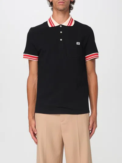 Valentino Vlogo Signature Cotton Polo Shirt In Black
