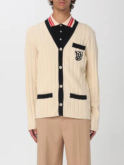 Valentino Men's Pocket-monogram Ribbed Cardigan In Neutral