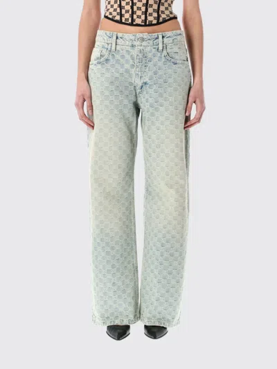 Misbhv Wide-leg Monogram Jeans With Faded Finish And Five Pockets