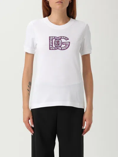Dolce & Gabbana Jersey T-shirt With Lace Inlay In White