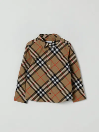 Burberry Childrens Check Cotton Shirt In Brown