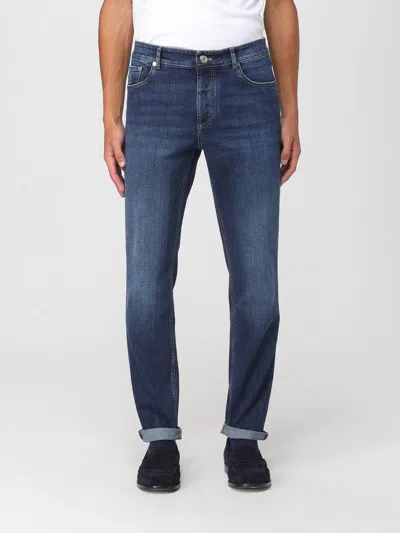 Brunello Cucinelli Dark Blue Jeans Washed Effect In Blue