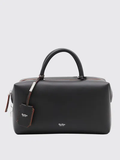 Max Mara Medium Natural Leather Bowler Bag In Black