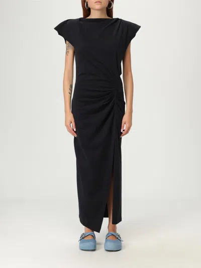 Isabel Marant Cotton Nadela Dress Cap Sleeves Midi Length In Black