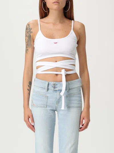 Diesel T-leya-tail Stretch Cotton Top In White