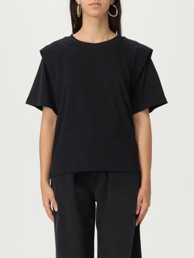 Isabel Marant Étoile Zelitos Shoulder Detail Crew Neck Top In Black
