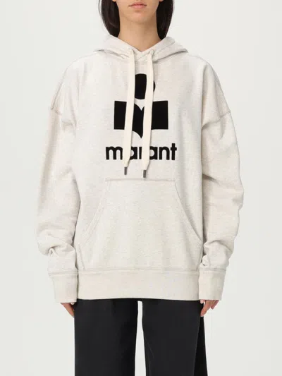 Isabel Marant Étoile Oversized Ecru Hoodie With Front Logo And Drawstring Hood In White