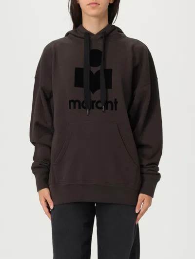 Isabel Marant Étoile Black Hoodie With Tonal Logo Print In Cotton Blend Woman In Brown