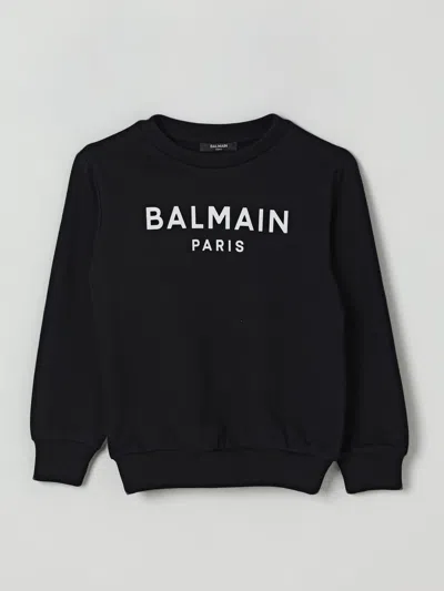 Balmain Logo-plaque Cotton Sweatshirt In Black