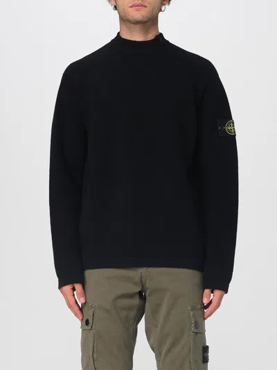 Stone Island Black Wool Turtleneck Sweater In Black