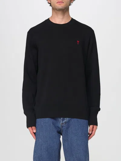 Ami Alexandre Mattiussi Ami Paris Ami De Coeur Wool Crewneck Sweater In Black