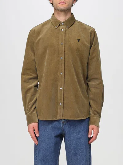 Ami Alexandre Mattiussi Adc Button-down Shirt Long Sleeves In Brown