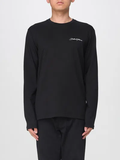 Dolce & Gabbana Cotton Crew Neck T-shirt With Long Sleeves In Black