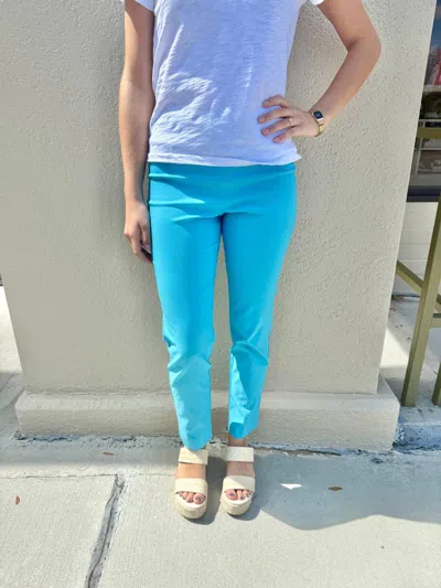 Krazy Larry Pull-on Solid Ankle Pants In Turquoise In Blue