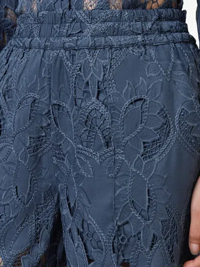 Allsaints Charli Embroidered Straight Fit Trousers In Blue